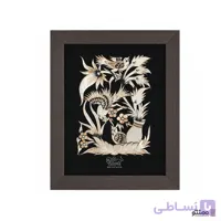 تابلو قلمزنی مشبک دیوار کوب طرح گلدان و پرنده 30*25