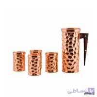 ست پارچ و لیوان مسی 4 عددی چکشی رنگ مسی