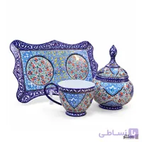 ست مینا کاری سینی، قندان و ماگ