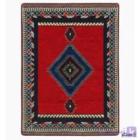روفرشی زرتاب مخمل دو شانل طرح بختیاری گبه رنگ قرمز سرمه ای
