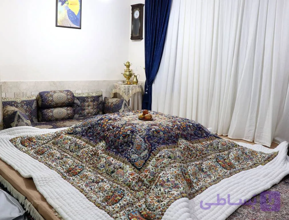 لحاف کرسی دست دوز ترمه طرح افشار رنگ سرمه ای