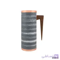پارچ رنگی مسی مدل استوانه خطی طوسی سفید