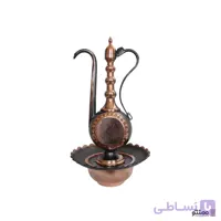 ست آفتابه و لگن مسی سیاه کاری مدل خورشیدی
