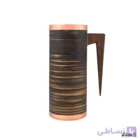 پارچ رنگی مسی مدل استوانه خطی مشکی طلایی