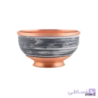 کاسه رنگی پایه دار مسی رنگ طوسی سفید