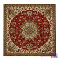 رومیزی مربع ترمه طرح شمس رنگ زرشکی