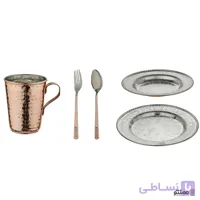 سرویس 5 پارچه غذا خوری مسی چکش کاری