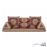 پشتی سنتی شاه نشین 7 تکه ترمه طرح افشار رنگ زرشکی