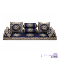 پشتی سنتی شاه نشین ترمه طرح ستاره هایفلامنت – ست 7 تکه سرمه ای