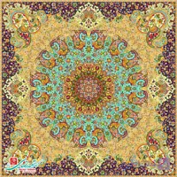 رومیزی ترمه مربع طرح آسمان رنگ آبی