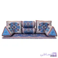 پشتی سنتی شاه نشین ترمه طرح بوستان – ست ۷ تکه کرم