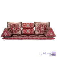پشتی سنتی شاه نشین ترمه طرح نسترن – ست ۷ تکه طوسی
