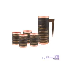 ست پارچ و لیوان مسی 4 عددی استوانه رنگ مشکی طلایی