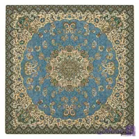 رومیزی مربع ترمه طرح شمس رنگ آبی