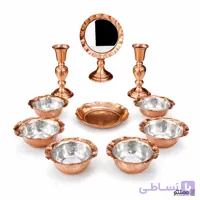 ست هفت سین پیاله، شمعدان، بشقاب و آینه مسی 10 تکه