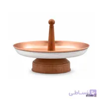 شیرینی خوری مسی مدل خط دار رنگ نقره ای سفید