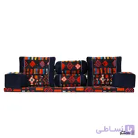 پشتی سنتی شاه نشین مخمل طرح عشایر – ست 7 تکه جاجیم