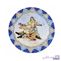 بشقاب میناکاری نقش رستم و سهراب دهنه 30 سانتی متری