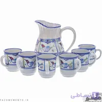 پارچ و لیوان چینی دسته دار طرح خورشید خانم سرویس 7 پارچه