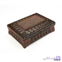 جعبه و قرآن نفیس با روکش ترمه و چرم طبیعی