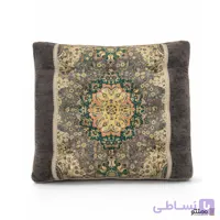 پشتی سنتی ترمه ونوس – بسته 2 عددی طوسی کنار مخمل