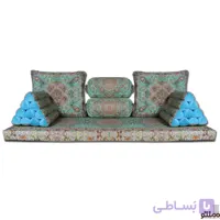 پشتی سنتی شاه نشین ترمه طرح افشار – ست 7 تکه سبز
