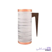 پارچ رنگی مسی مدل استوانه خطی سفید نقره ای