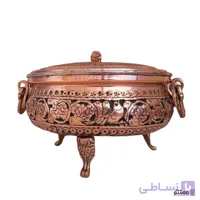سوپ خوری مسی مدل چکشی پایه دار قلم کاری شده