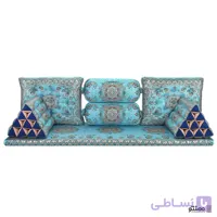 پشتی سنتی شاه نشین ترمه طرح شبستان – ست 7 تکه آبی