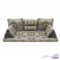 پشتی سنتی شاه نشین ترمه طرح افشار – ست 7 تکه طوسی