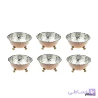 کاسه پیاله پایه دار مسی طرح کنگره مجموعه 6 عددی