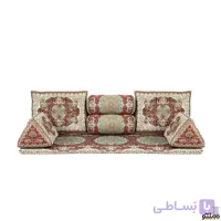 پشتی سنتی شاه نشین ترمه طرح بختیاری – ست 7 تکه زرشکی