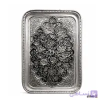 سینی مسی قلمزنی مستطیلی طرح گل و مرغ 30*40