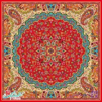 رومیزی ترمه مربع طرح میترا رنگ قرمز