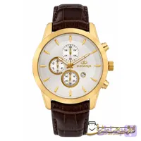 ساعت مچی مردانه الگانس طرح سه موتور مدل E1195G بند چرم قهوه‌ای
