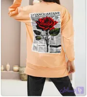 تونیک لانگ زنانه نخ حوله‌ای طرح گل رز