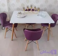 میزوصندلی نهارخوری کلاف چوبی روکش پارچه پایه چوبی۴نفره به قیمت تولیدی مناسب کافه
