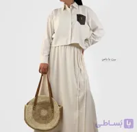 ست شومیز و دامن بلند لینن - طرح LV | وارداتی