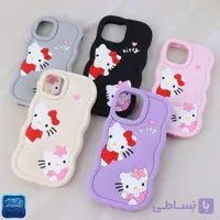 قاب گوشی سیلیکونی موج دار طرح Kitty مدل آیفون 15ProMax و 16Pro