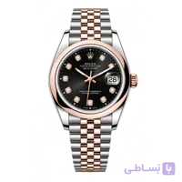 رولکس Datejust 36 مشکی نگین‌دار دو رنگ رزگلد | رفرنس M126201-0019