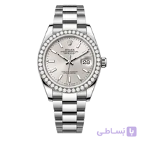 رولکس Datejust 36 نقره‌ای با بزل نگین‌دار | رفرنس M126284RBR-0006
