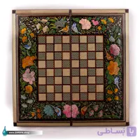 تخته نرد خاتم اعلا با نقاشی گل و مرغ صدف مشکی 50*50