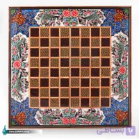 تخته نرد خاتم و چوب راش با نقاشی گل و مرغ 50*50