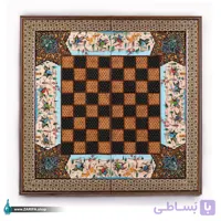 تخته نرد و شطرنج خاتم ستونی با شکار و تذهیب 50*50