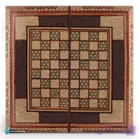 تخته نرد تمام خاتم تخمه دار لب گرد 50*50 طرح مربع چرخیده