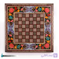 تخته نرد خاتم اعلا با نقاشی گل و مرغ و تذهیب50*50