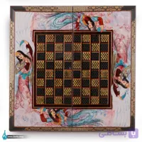تخته نرد خاتم لب گرد با نقاشی مینیاتور 50 در 50