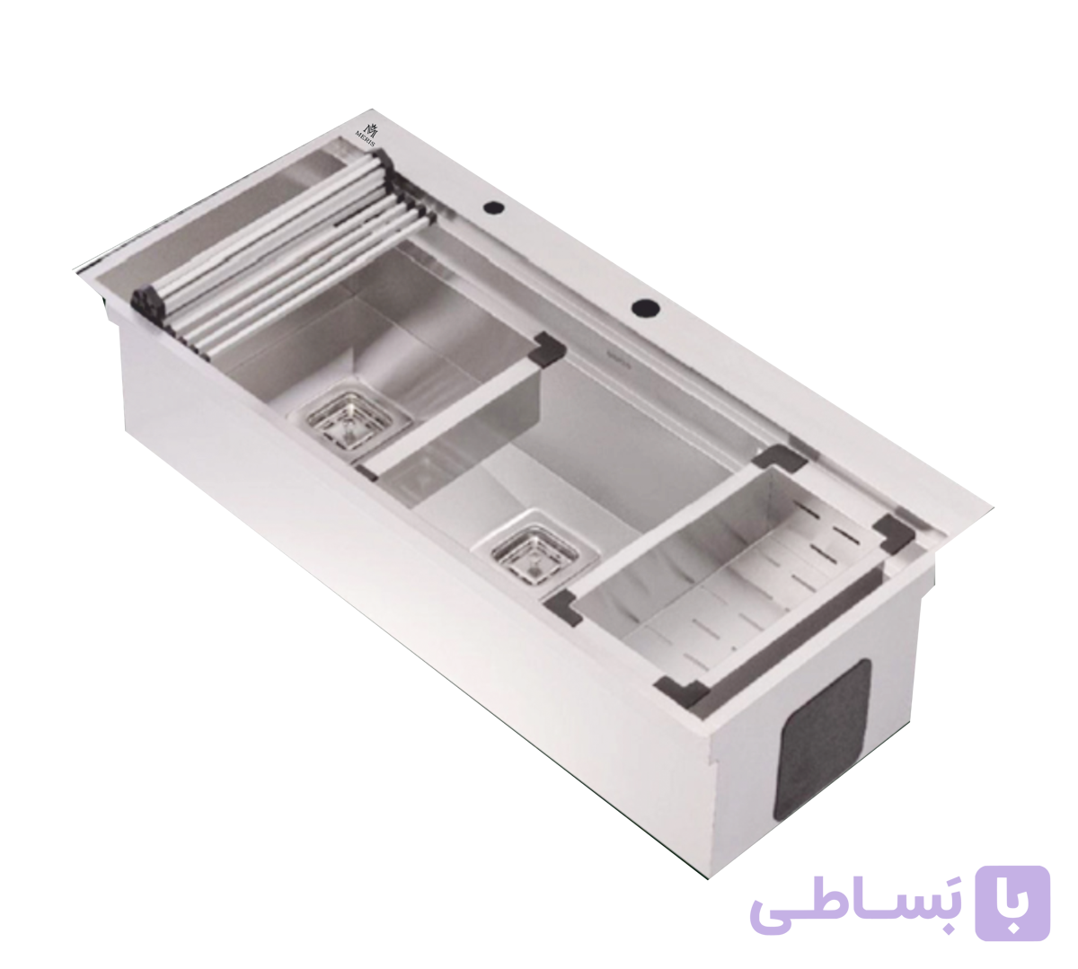 سینک باکسی توکار مریس مدل MBS90 | تک‌پله | ابعاد 90×50 سانتی‌متر