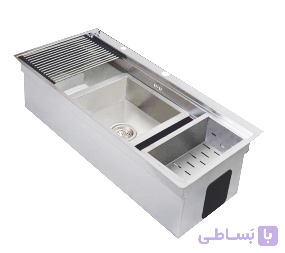 سینک باکسی توکار مریس مدل MBS104 | تک‌پله | ابعاد 100×50 سانتی‌متر