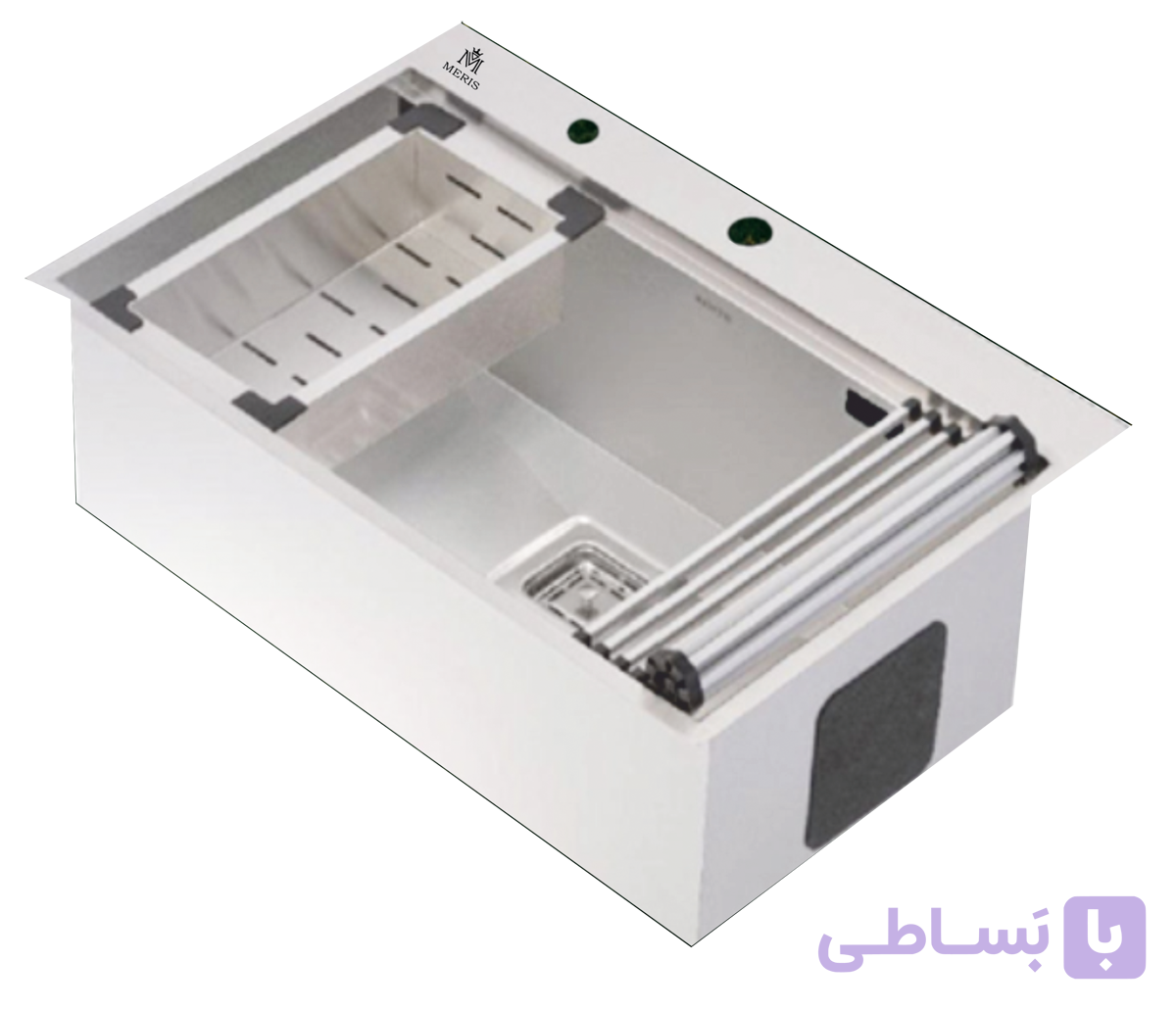 سینک باکسی توکار مریس مدل MBS74 | تک‌پله | ابعاد 74×50 سانتی‌متر